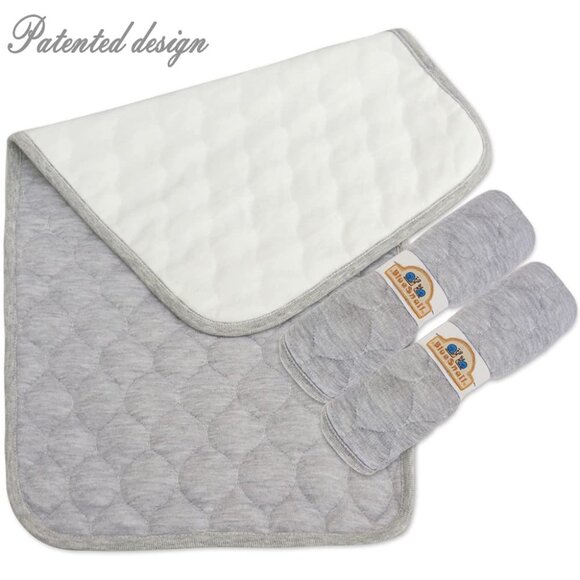 BlueSnail Quilted Waterproof Absorbent Diaper Changing Pad Liners 3 Count Gray - Picture 3 of 11